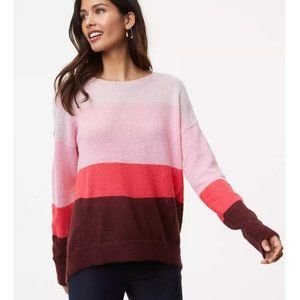 LOFT Colorblock Striped Lightweight Sweater
